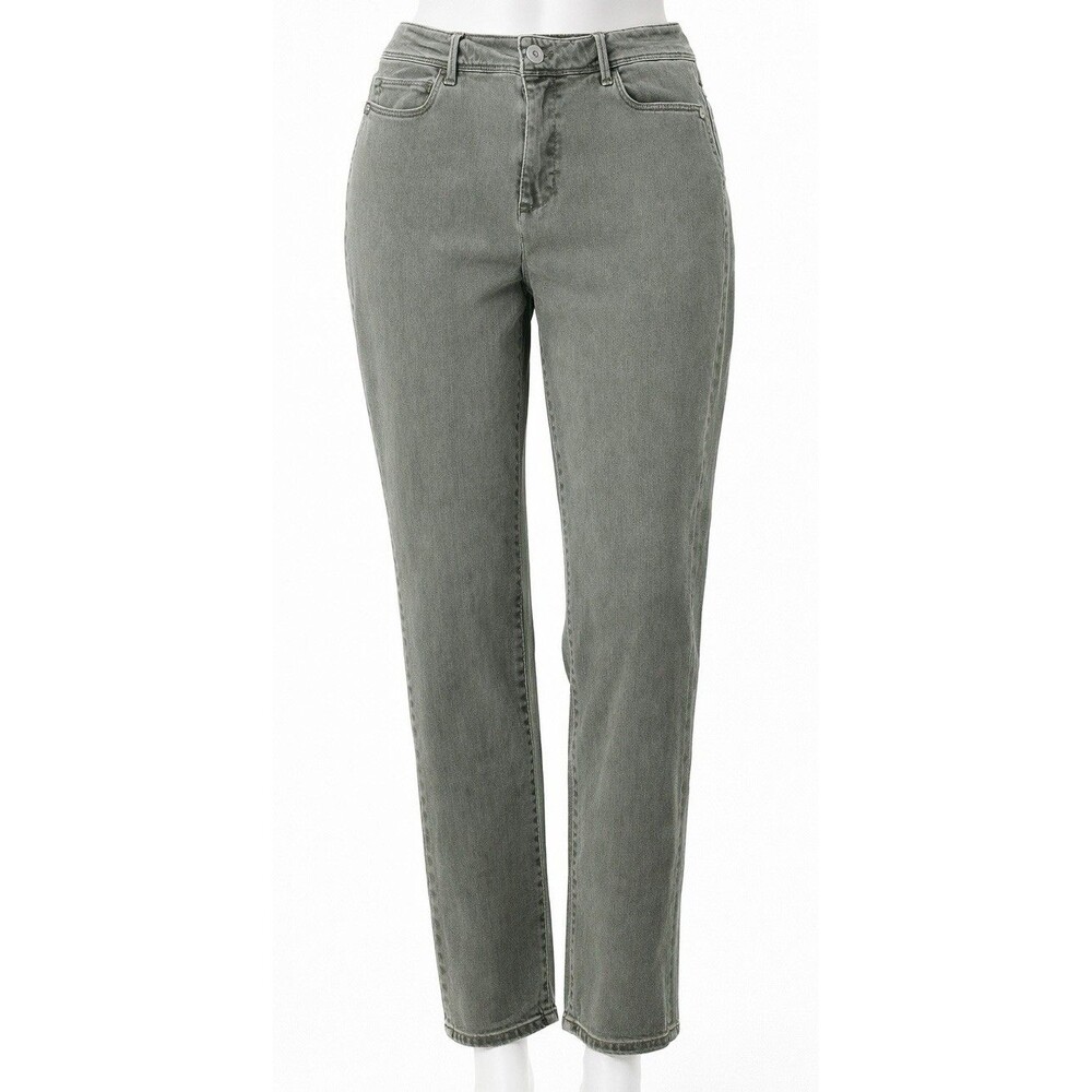 J. Jill Denim Authentic Fit Slim Ankle Pants Olive Green Comfort Stretch Size 14